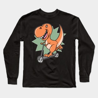 T-Rex Dinosaur Scooter E-Scooter Stunts Long Sleeve T-Shirt